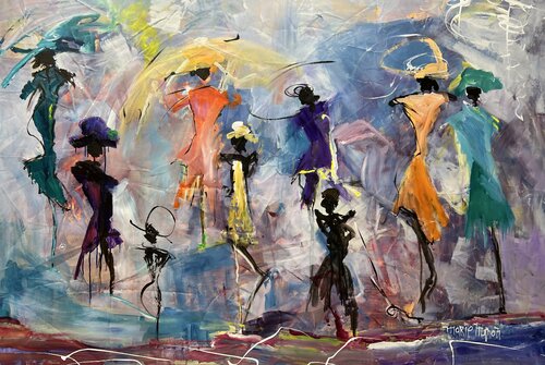 Rained on Hat Parade di Marie Manon Corbeil, Pittura in vendita su Singulart