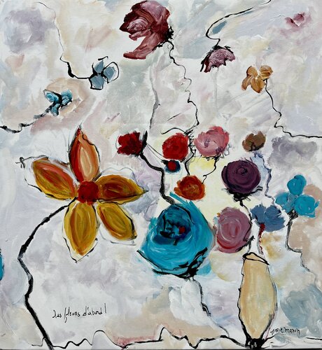 Des Fleurs d’Abord van Marie Manon Corbeil, Schilderij te koop op Singulart