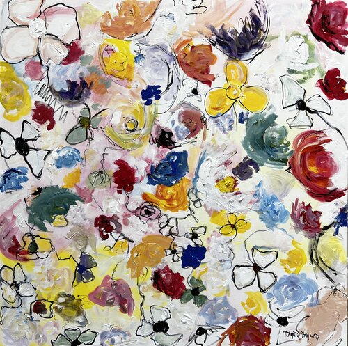 Flowers’ market di Marie Manon Corbeil, Pittura in vendita su Singulart