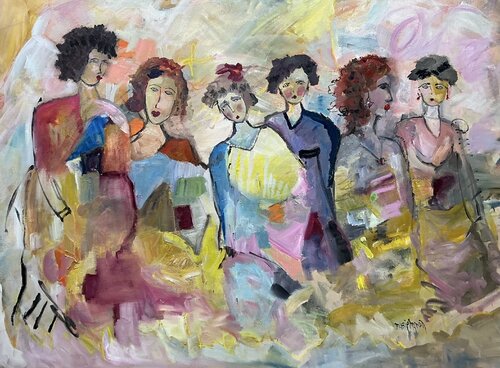 Modigliani Came for Tea de Marie Manon Corbeil, Pintura a la venta en Singulart