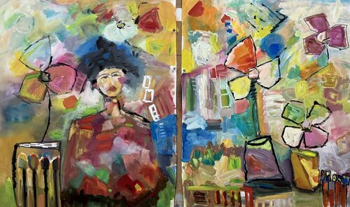 The Women Who Grew Flowers by Marie Manon Corbeil, 회화 for Sale on Singulart