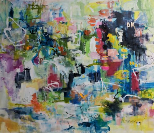 My Village - Cityscape van Marie Manon Corbeil, Schilderij te koop op Singulart