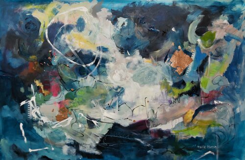 Under the Sea you find treasures..Blue Sea van Marie Manon Corbeil, Schilderij te koop op Singulart