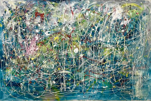 Guilty Pleasure - Inspired by Jackson Pollock van Marie Manon Corbeil, Schilderij te koop op Singulart
