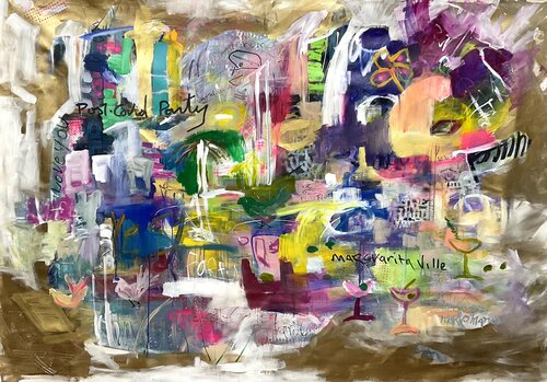Wasted again in Marguarita Ville - Tribute a J.Pollock by Marie Manon van Marie Manon Corbeil, Schilderij te koop op Singulart