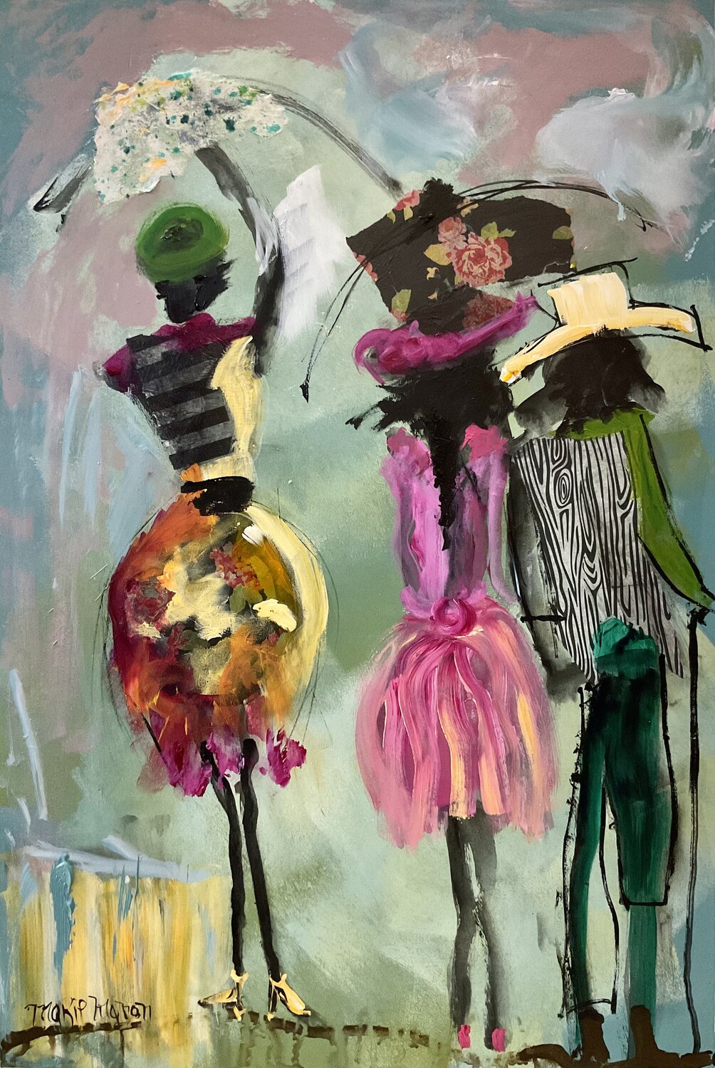 Run, it’s going to rain! I can’t my feet hurt Marie Manon Corbeil Originalgemälde zu verkaufen
