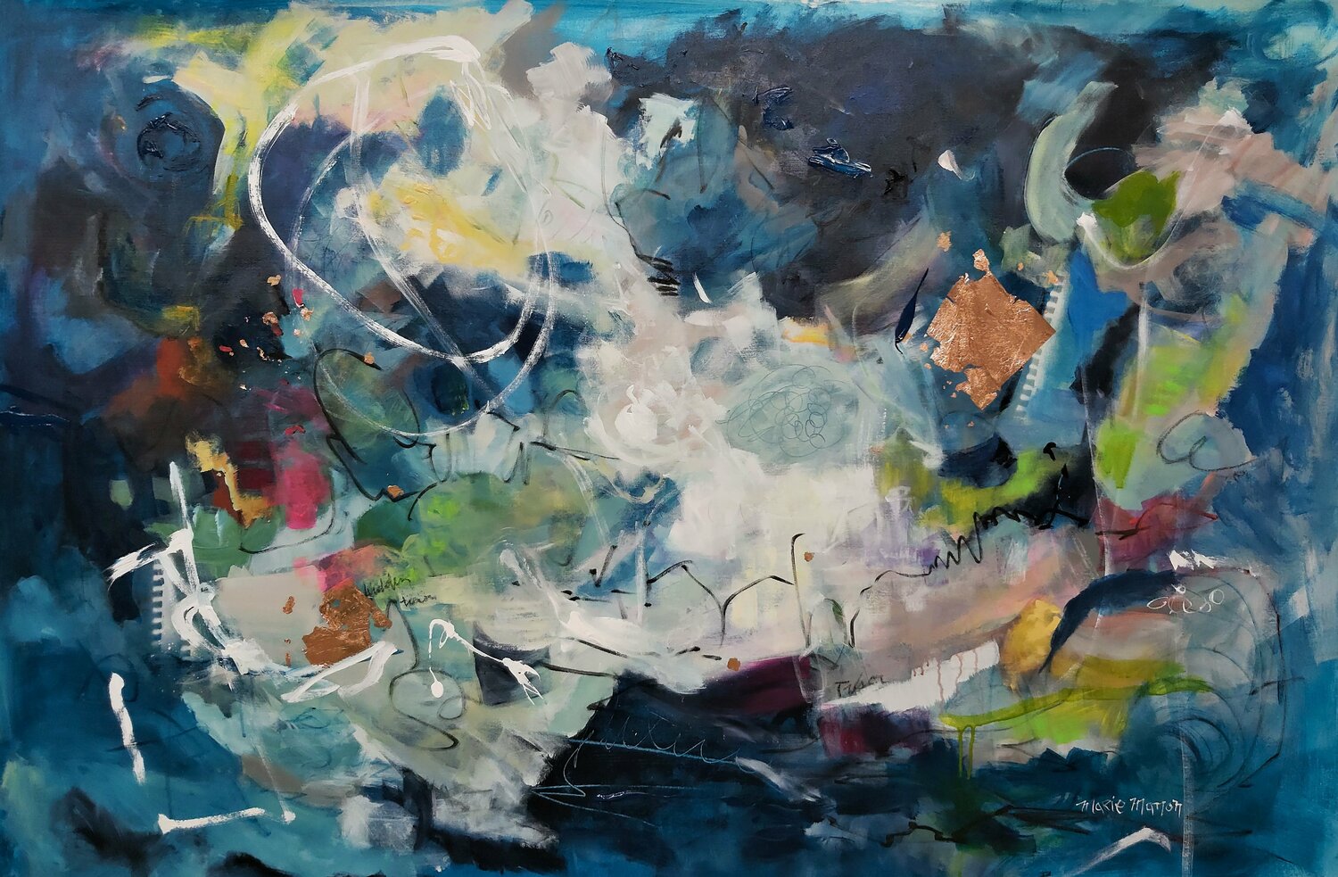Under the Sea you find treasures..Blue Sea Marie Manon Corbeil Originalgemälde zu verkaufen