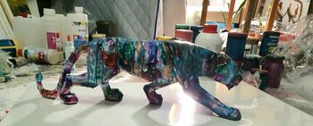 Luxury Panther street art pop expressionnism resin Art Karibou