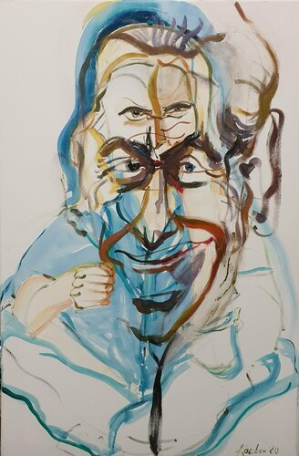Nicolas Sarkozy et femme fatale caricature de Karibou, Pintura a la venta en Singulart