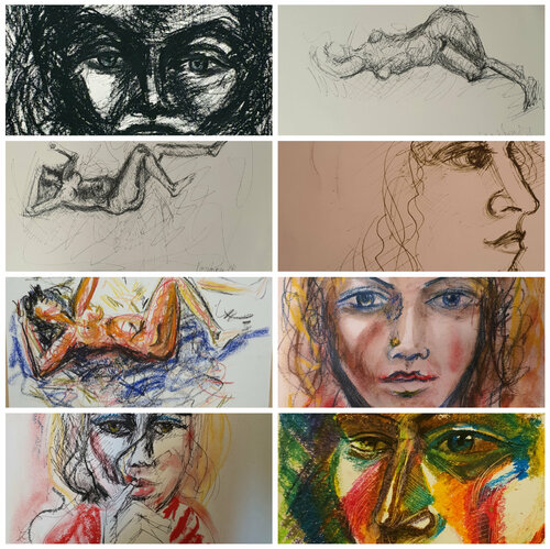 8 Eight drawings collection Portrait semi abstract by karibou by Karibou, 소묘 for Sale on Singulart