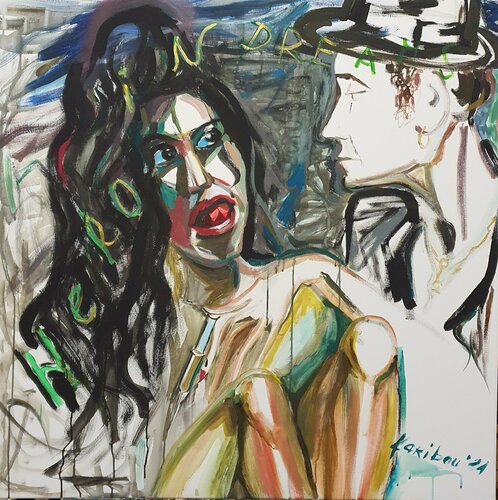 Amy Winehouse  Portrait Heroin dreams. Street art di Karibou, Pittura in vendita su Singulart