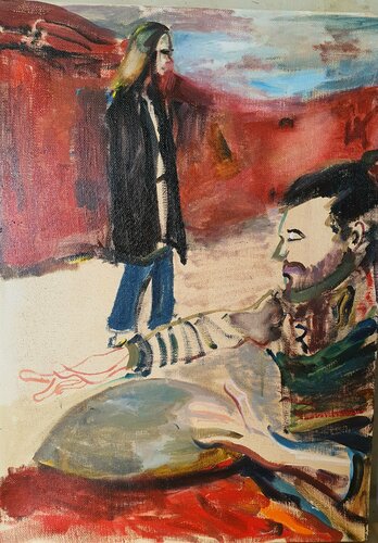 Хэнг handpan - semi-abstract in  the manner of Marc Chagall von Karibou, Malerei kaufen auf Singulart