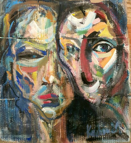A COUPLE Creatures SEMI ABSTRACT  PAINTING BY KARIBOU von Karibou, Malerei kaufen auf Singulart