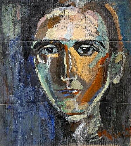 A male Portrait inspired by Marcel Duchamp abstract by Karibou, Painting for Sale on Singulart