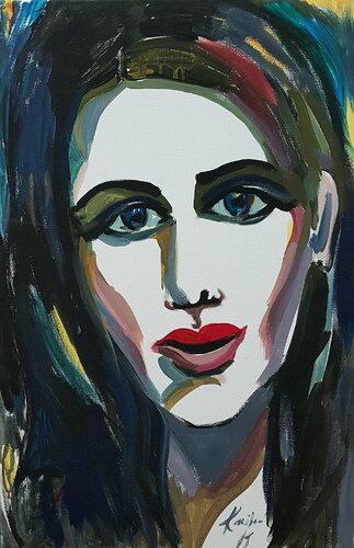 Blue portrait of a WOMAN di Karibou, Pittura in vendita su Singulart