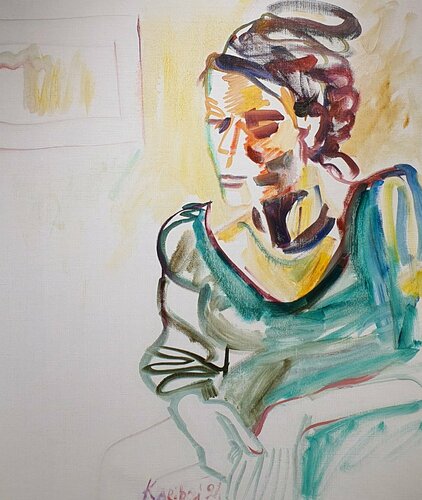 SOFIA. Semi abstract in  the manner of Renoir.. by Karibou, Painting for Sale on Singulart