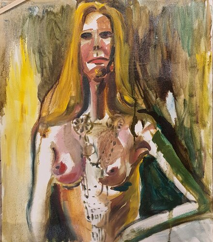 Désir au chaleur. Desire for warmth. A nude portrait  sketch  of a girl. von Karibou, Malerei kaufen auf Singulart