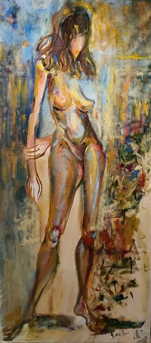 Désir au chaleur. Desire for warmth. A woman nude nue large XXL von Karibou, Malerei kaufen auf Singulart