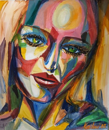 A girl. Portrait mit goldenen Wimpern von Karibou, Malerei kaufen auf Singulart