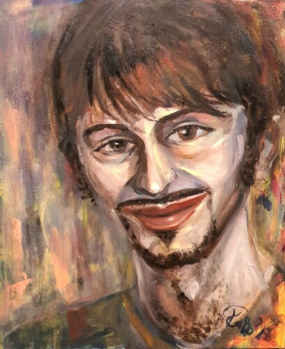 male portrait art à la David Hockney van Karibou, Schilderij te koop op Singulart