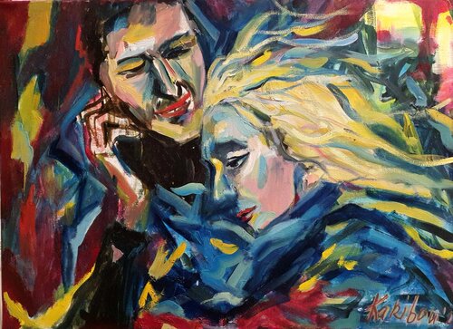 Coup de cœur. Blue. Yellow. Red. di Karibou, Pittura in vendita su Singulart