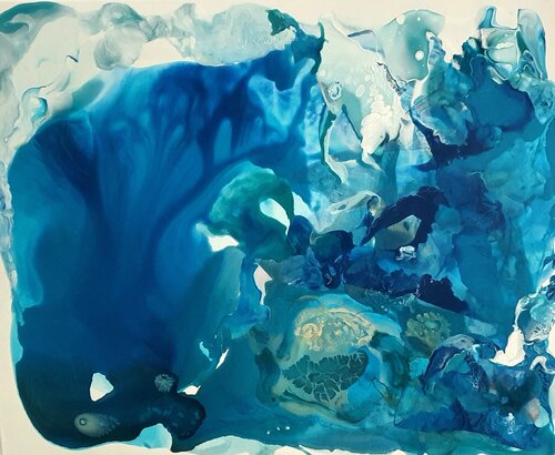Blue sea Sea in flow by Karibou, Painting for Sale on Singulart