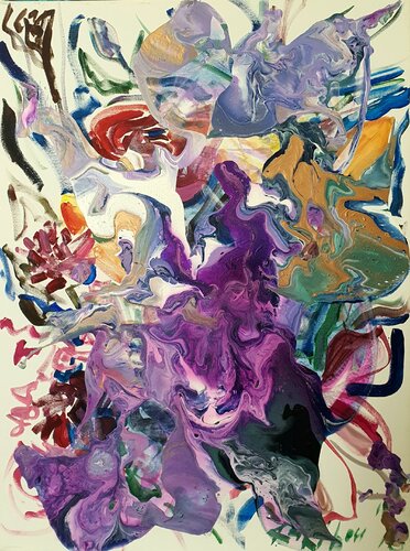 Rosen und Tulpen. Very peri Blumen.by karibou di Karibou, Pittura in vendita su Singulart