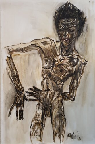 Kraft und Zerbrechlichkeit. Nude sketch. von Karibou, Malerei kaufen auf Singulart