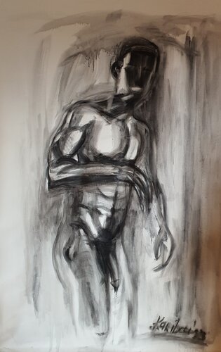 Male nude sketch. von Karibou, Malerei kaufen auf Singulart
