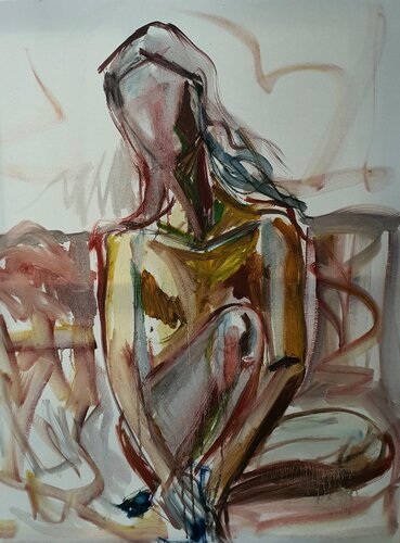 A minimalistic sketch  of a girl semi ABSTRACT von Karibou, Malerei kaufen auf Singulart