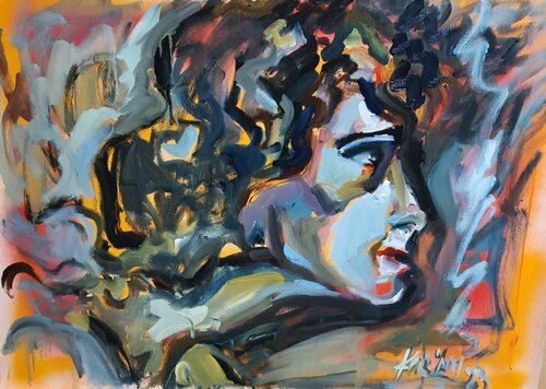 Portrait eines Mannes in Profile by Karibou, Painting for Sale on Singulart