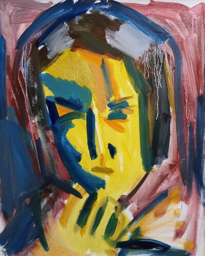Blue. Yellow. in  the manner of Yawlensky di Karibou, Pittura in vendita su Singulart