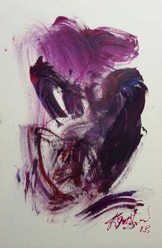 Minimalistische abstrakte Pflaume di Karibou, Pittura in vendita su Singulart