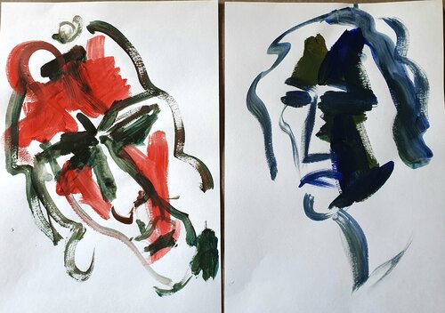 Mysterium eines Mannes. Deeply human. Doppelt portraits by Karibou, Drawing for Sale on Singulart