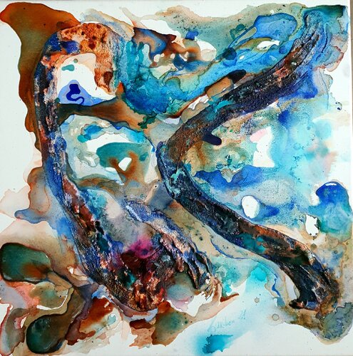 Resin Abstract quadrant di Karibou, Pittura in vendita su Singulart