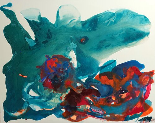 Singapur. Thailand. Fest für die Seele im Wasserwelt. Neonfarbe van Karibou, Schilderij te koop op Singulart
