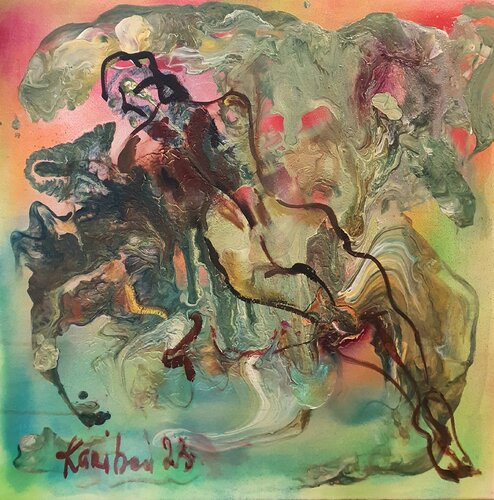Red. Green. Yellow. Figurative. von Karibou, Malerei kaufen auf Singulart