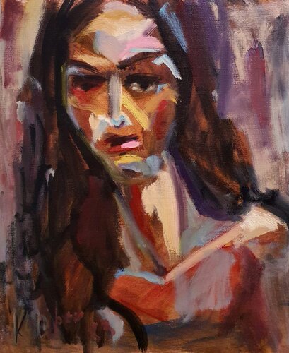 Red black portrait of a WOMAN van Karibou, Schilderij te koop op Singulart