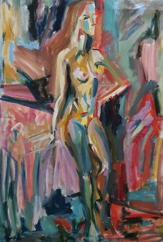 Nude woman semi abstract di Karibou, Pittura in vendita su Singulart