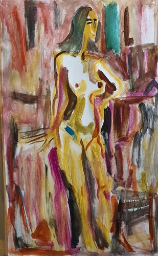 Nude woman semi abstract di Karibou, Pittura in vendita su Singulart