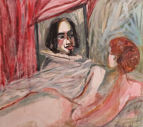 In the manner of Velasquez metamorphosis in mirror Karibou