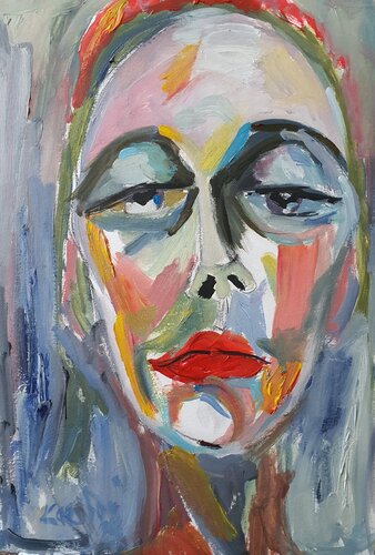 Portrait of a WOMAN with a bonnet. di Karibou, Pittura in vendita su Singulart