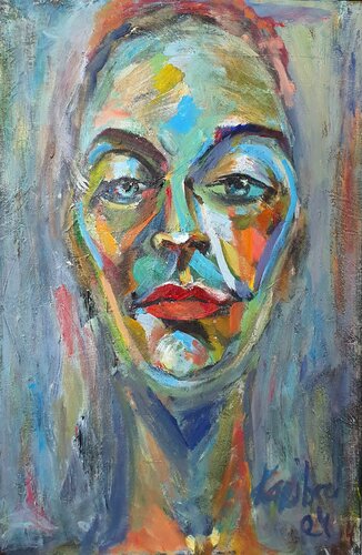 Spielerisches portrait of a WOMAN. van Karibou, Schilderij te koop op Singulart