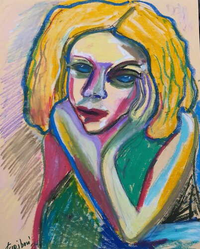 Portrait of a girl in the manner of Marc Chagall von Karibou, Malerei kaufen auf Singulart