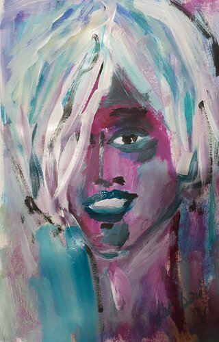 Portrait of a smiling girl van Karibou, Schilderij te koop op Singulart
