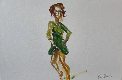 Dancing woman abstract à la Paul Gauguin van Karibou, Schilderij te koop op Singulart