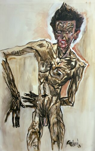 Kraft und Zerbrechlichkeit. Nude sketch. par Karibou, Peinture en vente sur Singulart