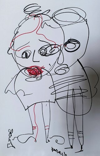 A COUPLE. Kinder. Erwachsene. Comics by Karibou, 회화 for Sale on Singulart