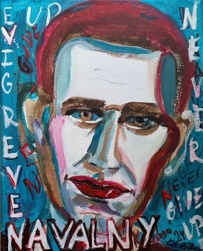 Hommage an Navalny. Never give up! Das Original di Karibou, Pittura in vendita su Singulart