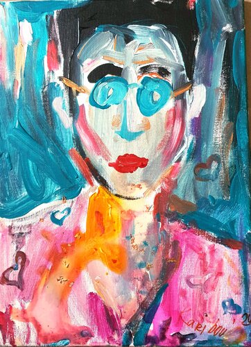 Portrait sketch einer Frau mit Brillen. von Karibou, Malerei kaufen auf Singulart